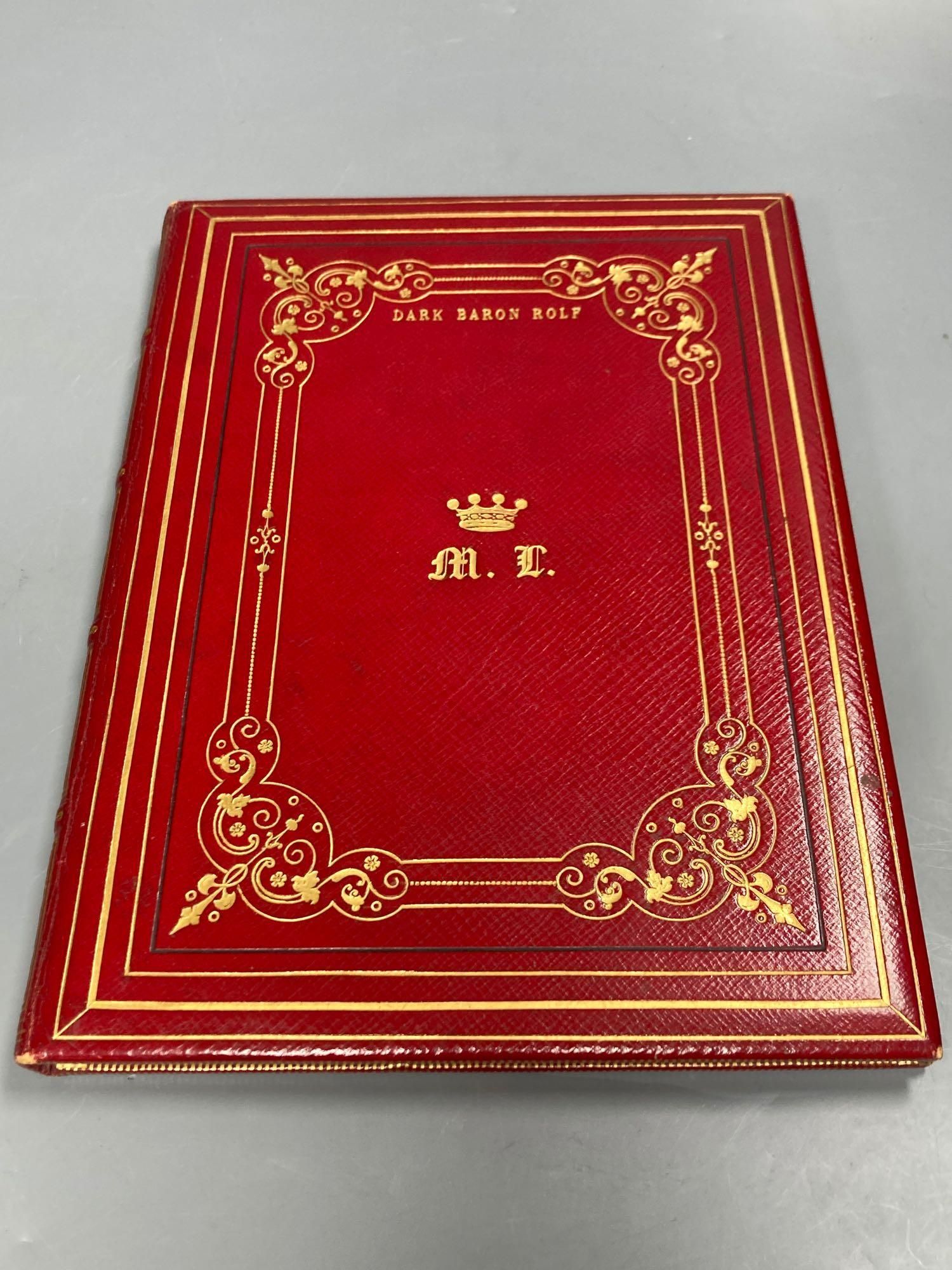 Lindsay family, 1866 red and gilt tooled calf bound, hand written, poem and drawings